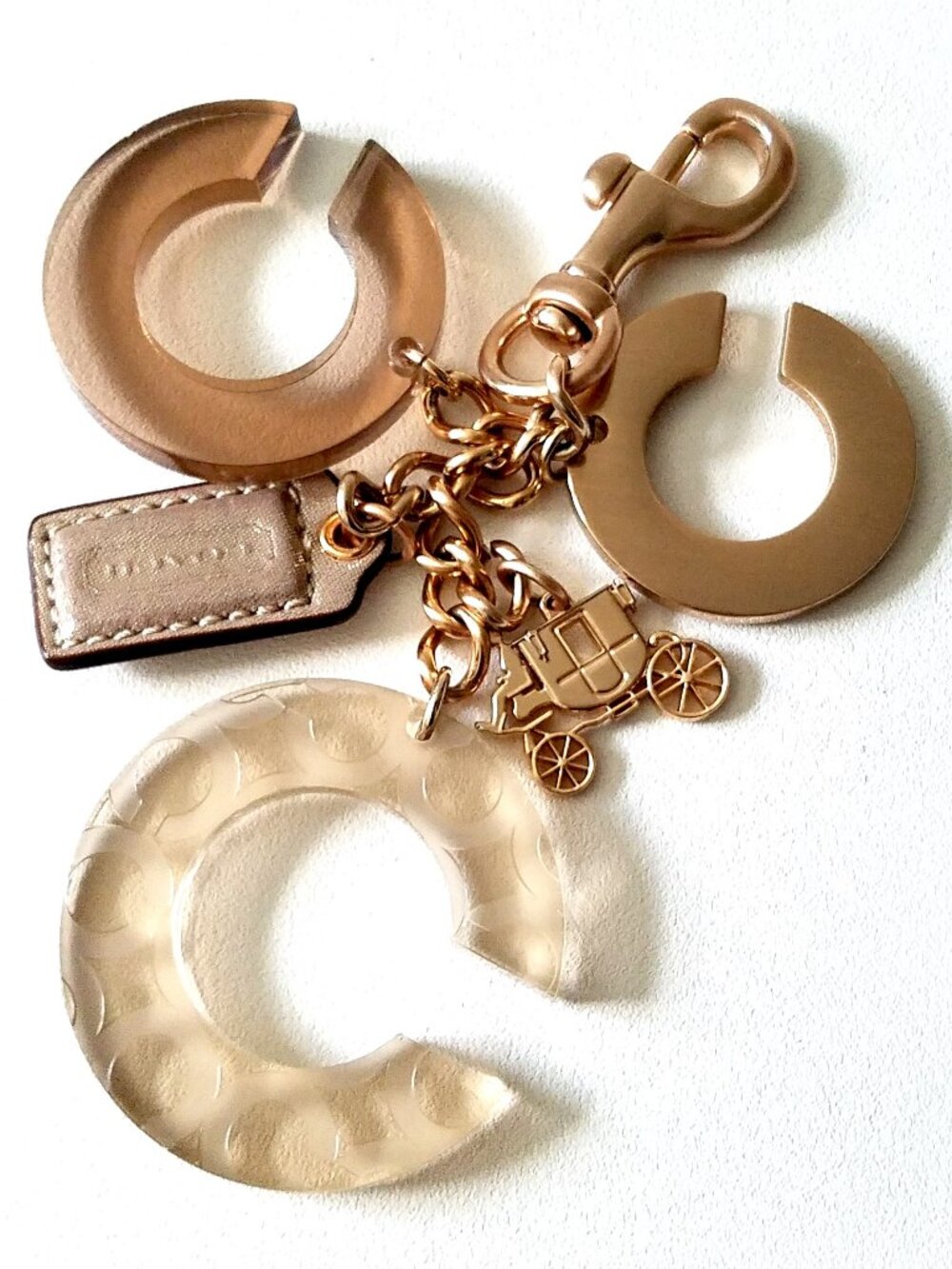 Coach Logo Carriage C Signature Rose Gold Tone Hang Tag Bag Charm - Picture 2 of 6
